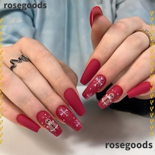 Rosegoods1 เล็บปลอม หัวเหลี่ยม ถอดออกได้ ยาวปานกลาง สไตล์ฝรั่งเศส สําหรับผู้หญิง