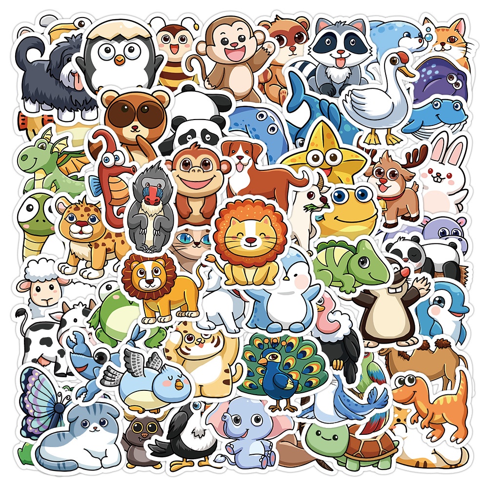 สติกเกอร์ ลายการ์ตูนสัตว์น่ารัก กันน้ํา สําหรับตกแต่งกระเป๋าเดินทาง โทรศัพท์ แล็ปท็อป โน้ตบุ๊ก ของขวัญเด็ก 103 ชิ้น