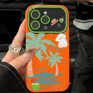 เคสโทรศัพท์มือถือ แบบนิ่ม ลายลูกสุนัข และมะพร้าว สําหรับ Apple Iphone 14promax 13pro 12 11 7p ORLK