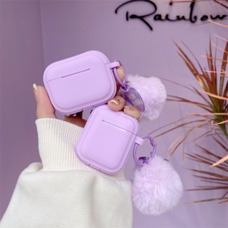 เคสซิลิโคนนิ่ม สีม่วง เรียบง่าย สําหรับ AirPods Gen1 2 3 Pro