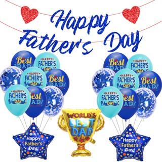 Cheereveal แบนเนอร์ ประดับกลิตเตอร์ ลาย Happy Fathers Day สีฟ้า สําหรับตกแต่งปาร์ตี้วันเกิดพ่อ