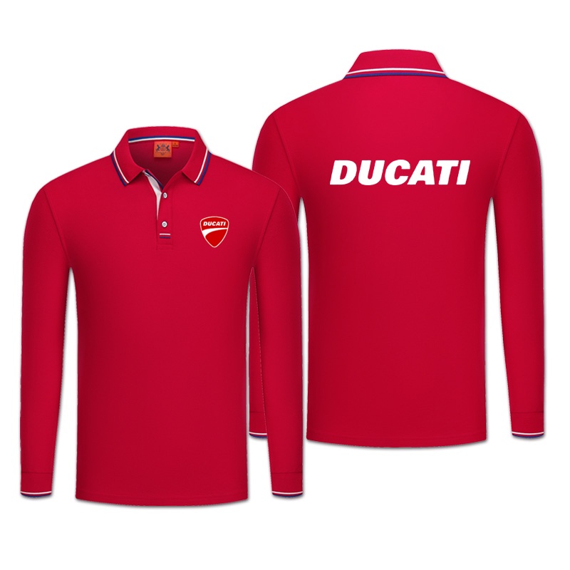 DUCATI DUCATI เสื้อผ้าชั้นนํารถจักรยานยนต์โลโก้รถจักรยานยนต์ขี่จักรยานแขนยาวเสื้อโปโลแขนยาวเสื้อยืดธ