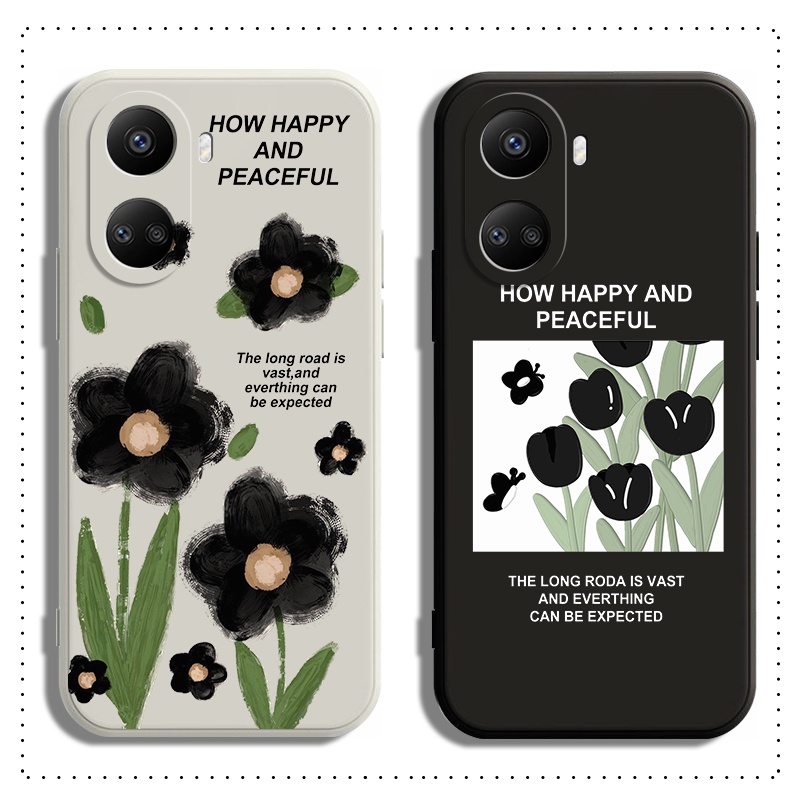 เคส Huawei Nova 8I 11 11I Y70 Y61 7I 7SE 5T 3I 9SE 10SE 10 PRO โทรศัพท์มือถือแบบนิ่ม ลายดอกไม้ สีดํา สีขาว สําหรับ หัวเว่ย