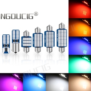 Ngoucig หลอดไฟ LED T10 28 มม. 31 มม. 36 มม. 39 มม. BA9S T4W W5W สําหรับติดป้ายทะเบียนรถยนต์ 3014