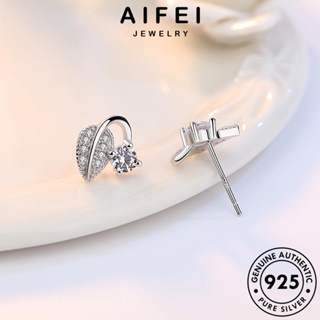 AIFEI JEWELRY เกาหลี ผู้หญิง ห่วง แท้ ตุ้มหู เครื่องประดับ เงิน แฟชั่น ใบบุคลิกภาพ Silver ต้นฉบับ หนีบ มอยส์ซาไนท์ไดมอนด์ ต่างหู 925 เครื่องประดับ E219