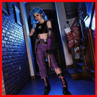 [สินค้าเฉพาะจุด] League of Legends LOL cos Jinx คอสเพลย์เครื่องแต่งกาย Battle of the Twin Cities Runaway Loli Jinx คอสเพลย์เครื่องแต่งกายหญิงที่สมบูรณ์แบบฟื้นฟู