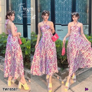 💗 Maxi dress  เดรสยาวสายคล้องคอ  อกเสริมฟองน้ำ พร้อมส่ง ชุดไปทะล ชุดเซ็ท เดรสสั้น เดรสยาว ขาว ดำ กรม ชมพู