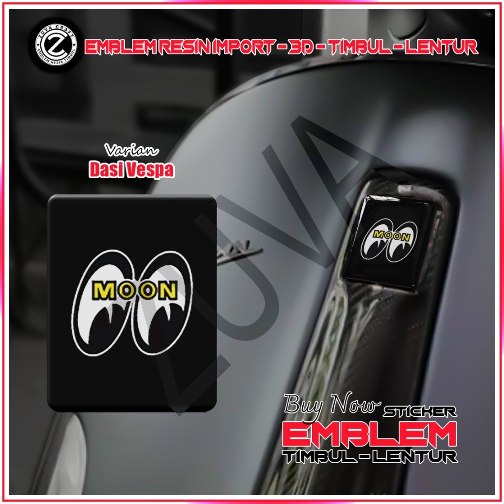 Hitam Vespa EMBLEM STICKER MOON EYES LOGO BLACK นูน Vespa STICKER Vespa TIE Vespa RESIN FLEXIBLE LX/S/Sprint/Primavera/GTS