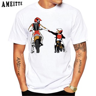 【💘💘】เสื้อยืดแขนสั้นลําลอง พิมพ์ลาย Super Dad And Son Dirt Bike Best Buddies Foreve สําหรับผู้ชาย และคู่รัก เหมาะกับการ