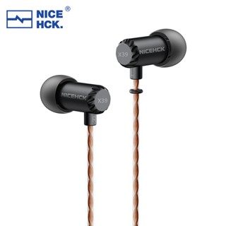 Nicehck X39 หูฟังอินเอียร์ HIFI 6 มม. ชุบไทเทเนียม ไดนามิก ไมโครโฟน HD เสียงเบส มอนิเตอร์ IEM