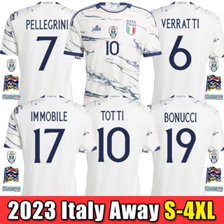 【จัดส่งรวดเร็ว】เสื้อกีฬาแขนสั้น ลายทีมชาติฟุตบอล Italy Away 23/24 ชุดเยือน สําหรับผู้ชาย S-4XL