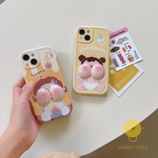 For เคสไอโฟน 14 Pro Max [Little Baby Girl Milk 3D] เคส Phone Case For iPhone 14 Pro Max Plus 13 12 Mini 11 For เคสไอโฟน11 Ins Korean Style Retro Classic Couple Shockproof Protective TPU Cover Shell