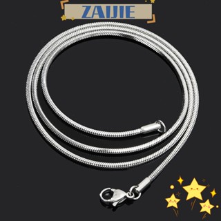 Zaijie24 สร้อยคอสเตนเลส 2 มม. สีเงิน สไตล์ฮิปฮอป