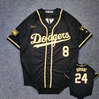 เสื้อกีฬาเบสบอล แขนสั้น ปักลาย Dodgers สไตล์ฮิปฮอป ขนาดใหญ่