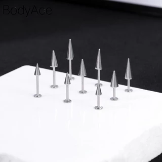 Bodyace 1 PC 16G/18G Punk ปีศาจยาว Spike Labret Lip เจาะสแตนเลสกระดูกอ่อนสตั๊ดต่างหูกรวย Conch Helix เจาะ
