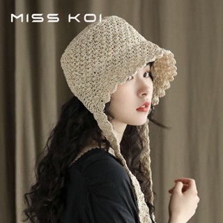 Misskoi [พร้อมส่ง] หมวกฟางโลลิต้า แบบผูกเชือก แฟชั่นฤดูใบไม้ผลิ และฤดูร้อน สไตล์เกาหลี และญี่ปุ่น สําหรับผู้หญิง