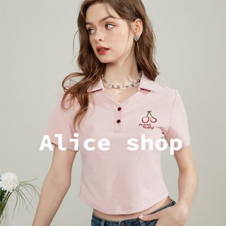 Alice  เสื้อยืด เสื้อเอวลอย เสื้อโปโล เสื้อสีชมพู  พิเศษ สบาย Comfortable Chic A29J100 36Z230909