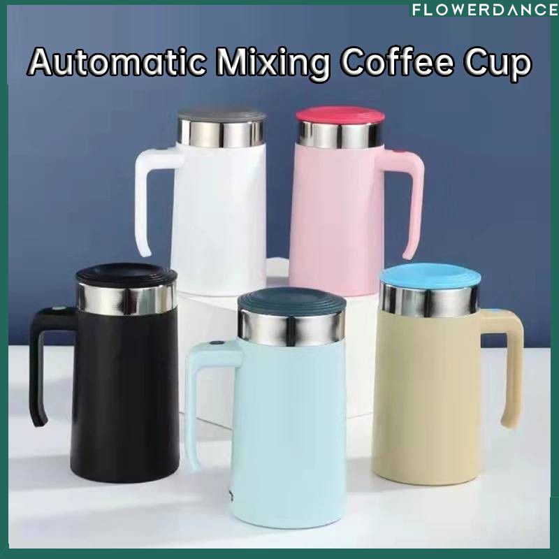 อัตโนมัติกวนตนเองแก้วกาแฟแม่เหล็กกาแฟถ้วยผสมเครื่องปั่นสแตนเลสสมาร์ทผสมถ้วยกาแฟ450มิลลิลิตรดอกไม้