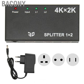 Bacony HD Multimedia Interface Splitter 1 in 2 Out 4K 2K Duplicate Mirror Screen Video Switcher with AC Adapter for TV  100-240V