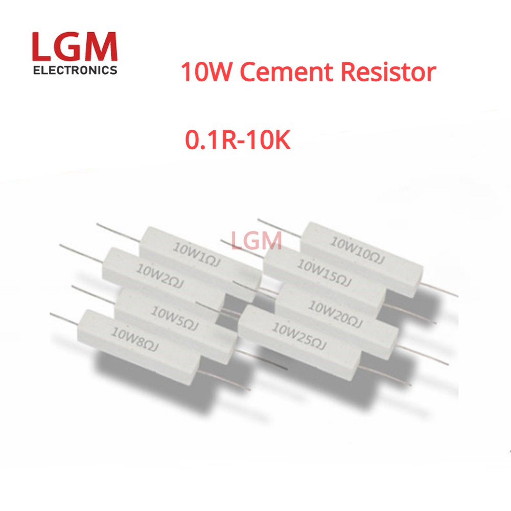 ตัวต้านทานซีเมนต์ 10W 0.1R-10K 0.5R 1R 2R 3R 5R 8R 10R 15R 20R 25R 30R 47R 50R 100R 1K 3K 10K โอห์ม 