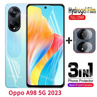 3in1 ฟิล์มไฮโดรเจลกันรอยหน้าจอ ด้านหลัง ไม่ใช่กระจกนิรภัย สําหรับ Oppo A98 5G 2023 Oppo A98 5G OppoA98 A78 A 98 98A 2023 4G 5