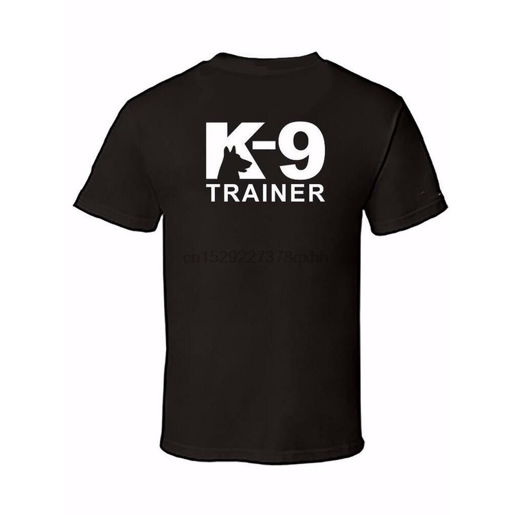 XYZ QI เสื้อยืดเข้ารูป ผู้ชายพิมพ์ K-9 K9 เทรนเนอร์ Usa ธงตํารวจรักษาความปลอดภัยที่กําหนดเองฮาโลวีนเ