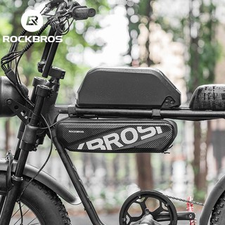 【PH Delivery】ROCKBROS Bike Bag Super73 Electric Bike Frame Bags Waterproof Large Capacity Double Zipper Storage Front Bags Reflective Logo Design