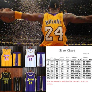 เสื้อกีฬาบาสเก็ตบอล ลายทีม Kobe Bryant Kobe Bryant สไตล์เรโทร สําหรับผู้ชาย และผู้ใหญ่ เสื้อกีฬาคอกลม ลายทีม NBA Jersey 24 + กางเกงขาสั้น จํานวน 2 ชิ้น ต่อชุด 267915