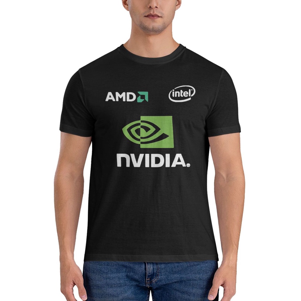 Intel Amd Nvidia Laptops เสื้อยืดลําลองสําหรับเล่นเกม Big