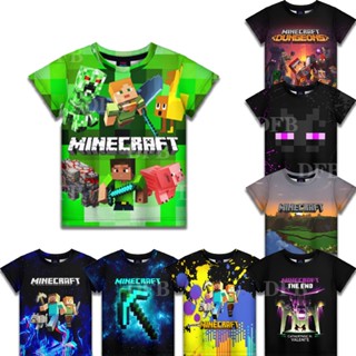 เสื้อยืดแขนสั้น ระบายอากาศได้ดี พิมพ์ลาย My World Minecraft แฟชั่นฤดูร้อน สไตล์เกาหลี เหมาะกับของขวัญวันเกิด สําหรับเด็กผู้ชาย