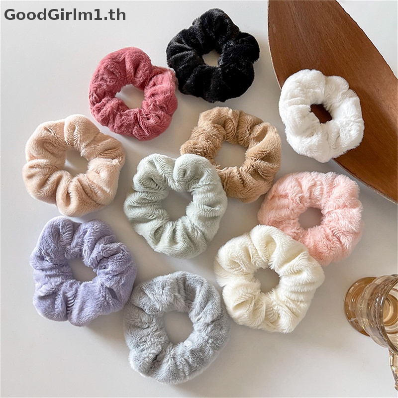 Goodgirlm1 ยางรัดผม แบบนุ่ม ผ้ากํามะหยี่ขนนิ่ม ยืดหยุ่น หลากสี เหมาะกับฤดูหนาว สําหรับผู้หญิง TH