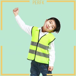 [Perfk] เสื้อกั๊ก สะท้อนแสง สีเขียว เพื่อความปลอดภัย มองเห็นชัด สําหรับเด็ก