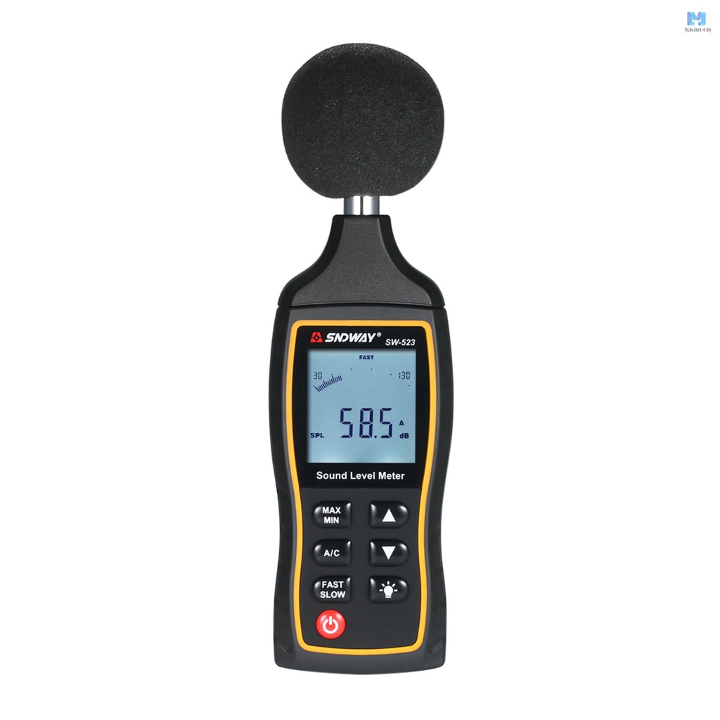 Sndway เครื่องวัดระดับเสียงดิจิทัล LCD 30-130dB ความแม่นยําสูง พร้อมน้ําหนักความถี่ A และ C สําหรับระดับเสียง