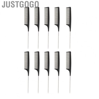 Justgogo 10pcs Rat Tail Combs Fine  Smoothing Rounded Pointed Hair Parting Combs NEW