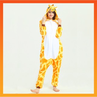 Kigurumi ยีราฟ Onesies เด็ก เด็ก ผ้าสักหลาด ชุดนอนสัตว์ จั๊มสูท ผู้หญิง ผู้ชาย การ์ตูน ชุดนอน คอสเพลย์ Onepiece เครื่องแต่งกาย