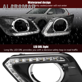 ALABAMAR 1Pair รถวิ่งกลางวันไฟเลี้ยว 2 สี DRL ไฟตัดหมอก LED สำหรับ Nissan Rogue 14-15