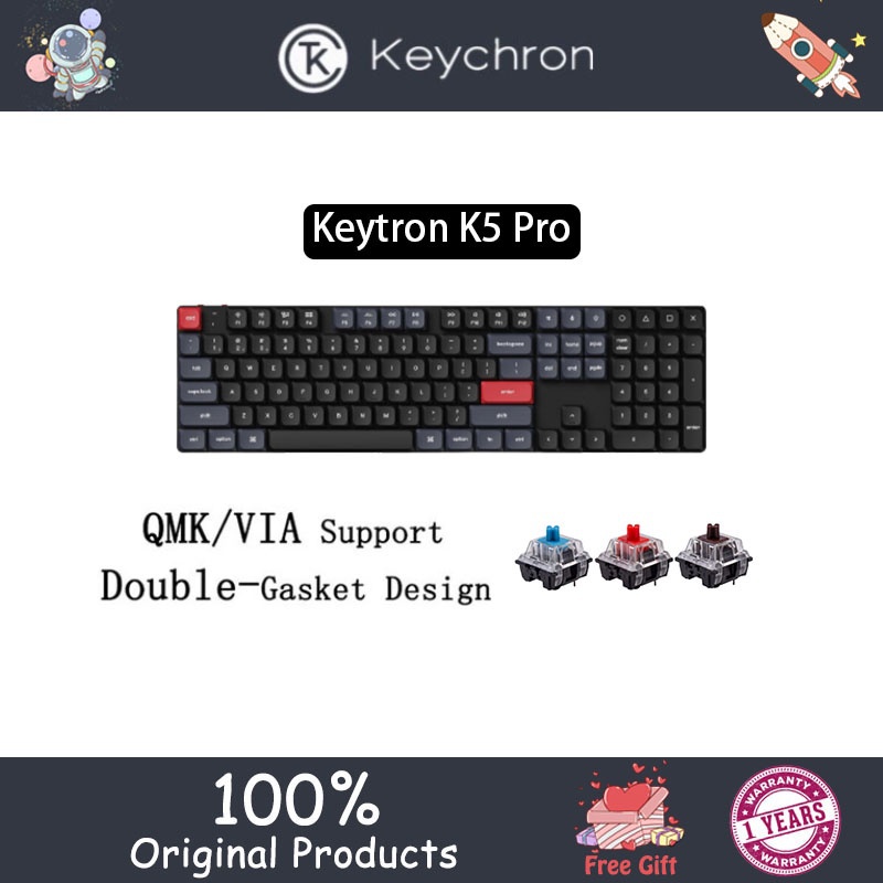 Keychron K5 Pro QMK/VIA ไร้สาย 108 คีย์บลูทูธ 5.1 คีย์บอร์ดเชิงกลแบบกําหนดเอง