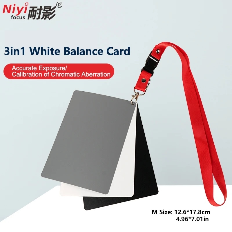 ของขวัญฟรีคุณภาพสูงสีเทา Crad White Balance Card 18% เพิ่มแสง 3 ใน 1 Custom Calibration Camemra Colour