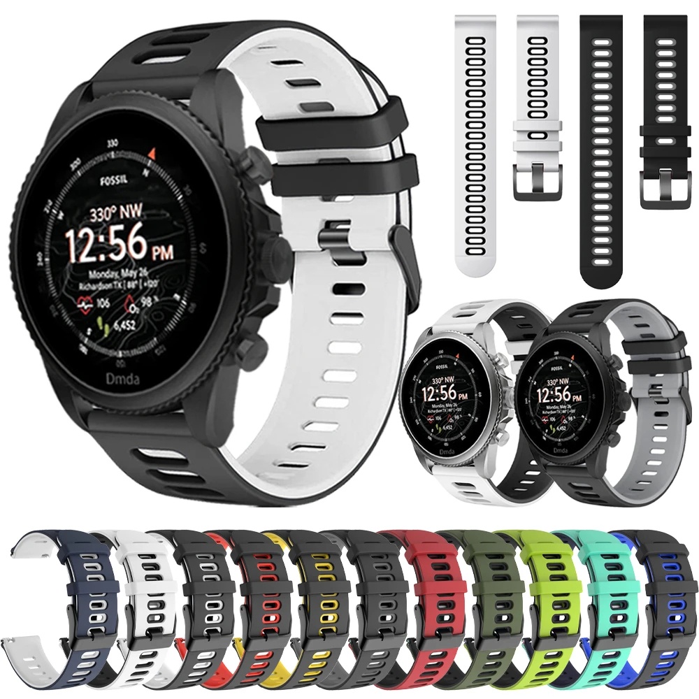 กีฬายาง 20 มม.22 มม.สําหรับ Fossil gen 6 44 มม.Gen6 gen 5 5e/Gen5 LTE 45 มม.เปลี่ยนสายนาฬิกาซิลิโคน 