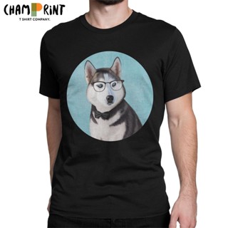  พิมพ์ลาย เสื้อยืดแขนสั้น คอกลม ผ้าฝ้ายแท้ พิมพ์ลาย Mr Siberian Husky น่ารัก สําหรับผู้ชาย ไซบีเรียน ไซบีเรียน ไซซ์ 4XL