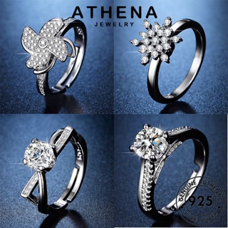 ATHENA JEWELRY ผู้หญิง เงิน 925 เครื่องประดับ มอยส์ซาไนท์ไดมอนด์ แหวน Silver แท้ เครื่องประดับ เกาหลี แฟชั่น เรียบง่าย ต้นฉบับ M068