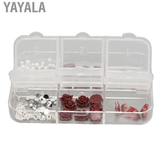 Yayala Flower Nail Art Charms  Portable 3D Nail Decorations Different Shape Vintage Shimmering 6 Compartments  for Salon