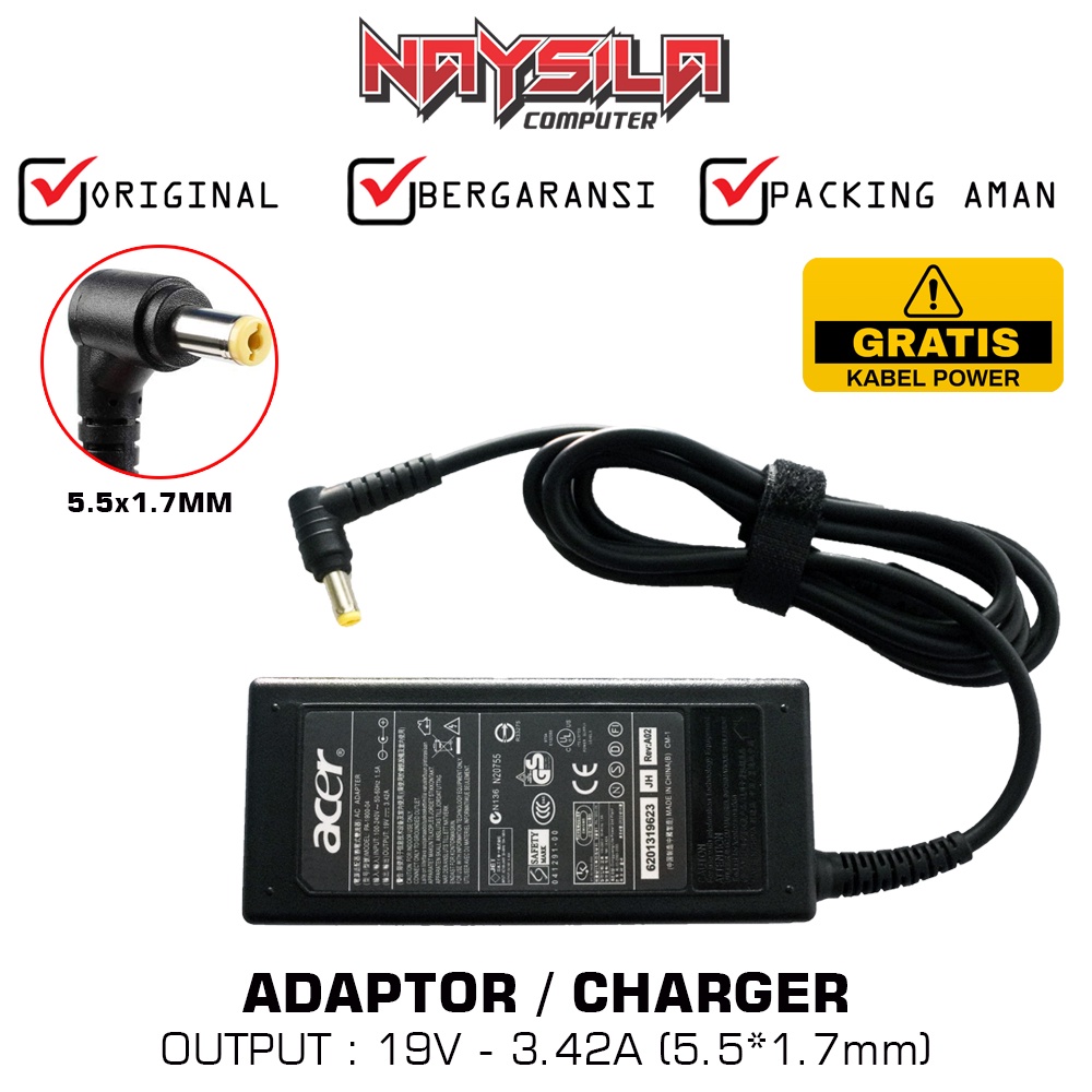 อะแดปเตอร์แล็ปท็อป acer 4738 4738G 4738Z 4738ZG 4741G 4745G 4752G 4752Z - ACER 19V 3.42A (65W) 5.5*1