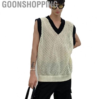 Goonshopping Men Top  Hollow Out Sleeveless Wool Men Vest Spring  for Date