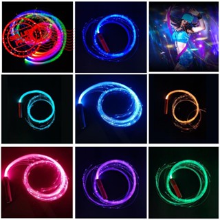 แส้ไฟแฟลช LED 360 องศา สีสันสดใส° พร็อพแส้ไฟเบอร์ หมุนได้ สําหรับเต้นรํา P4T6