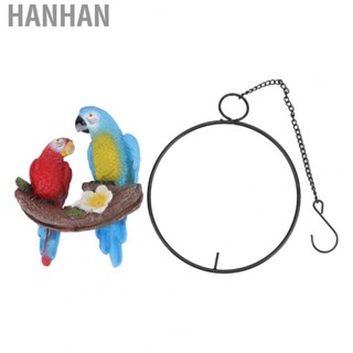 Hanhan Garden Bird Model Crafts  Synthetic Resin Iron Small Red Blue Macaw Garden Iron Ring Parrot Pendant  for Balcony