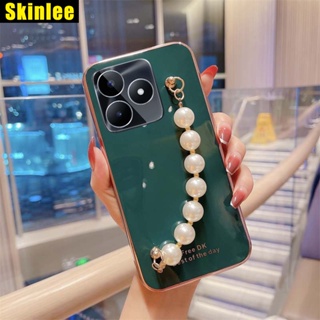 ใหม่ เคสโทรศัพท์มือถือนิ่ม แวววาว ประดับมุก พร้อมสายคล้องมือ สําหรับ Realme C35 C53 C51 C55 C55 C35 C51 C53