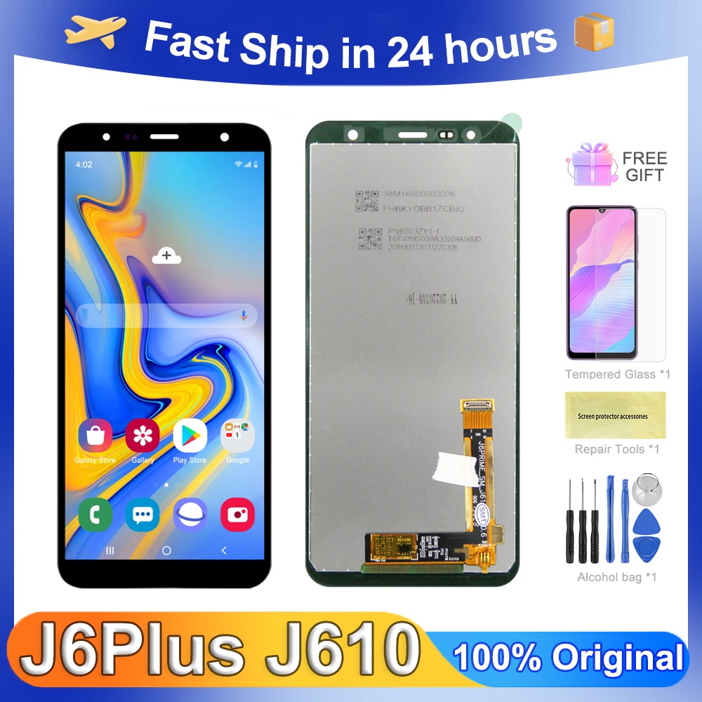 6.0 หน้าจอสําหรับ Samsung Galaxy J6 + J610 J610F J610FN จอแสดงผลหน้าจอ LCD เปลี่ยน Digitizer Assembl