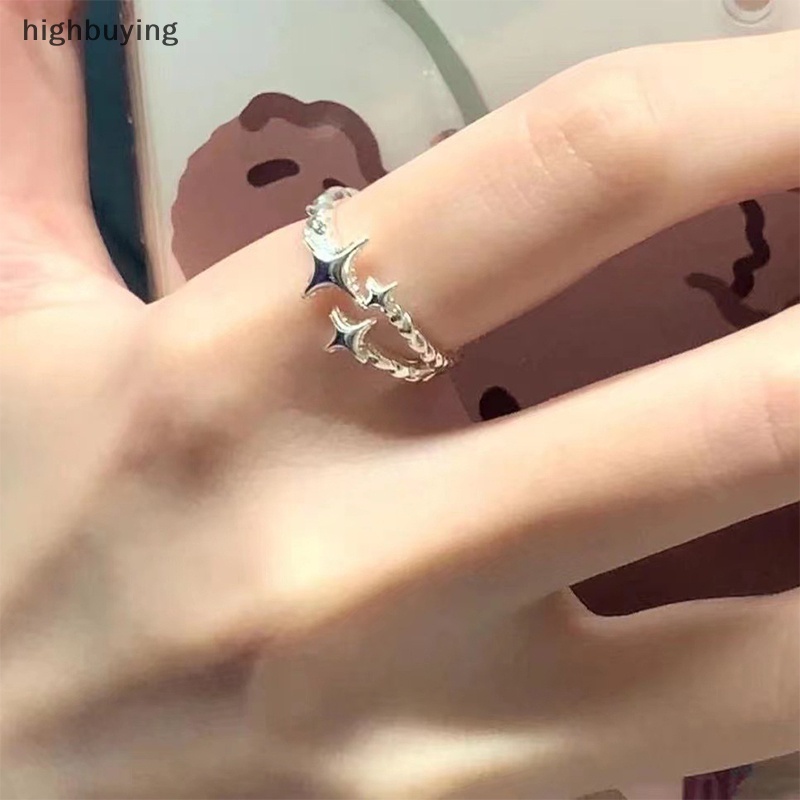 [highbuying] สไตล์เกาหลี สีเงิน Ins เท่ แหวนดาว แฟชั่น เรียบง่าย เปิด แหวนนิ้ว ปรับได้ สําหรับผู้หญิง เครื่องประดับ ของขวัญ ปาร์ตี้ สินค้าใหม่