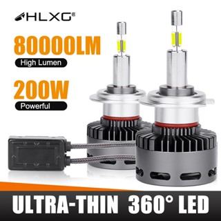 【Super Bright】หลอดไฟตัดหมอก LED HLXG H7 Canbus 360 80000LM H4 H11 H1 HB3 9005 HB4 9006 HIR2 9012 200W 6000K สําหรับรถยนต์